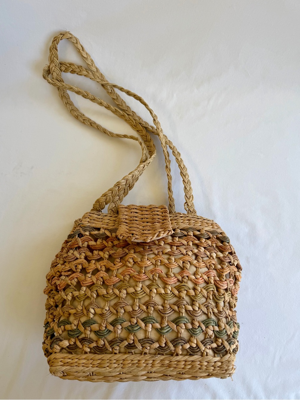 Vintage Sunny Laundry Woven Straw Boho Shoulder Bag